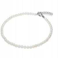 Srebrny naszyjnik z białych perełek klasyczny srebrny wzór kuleczki 4mm