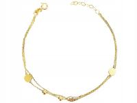 Złota bransoletka damska 585 łańcuszkowa skrzydełko srece celebrytka