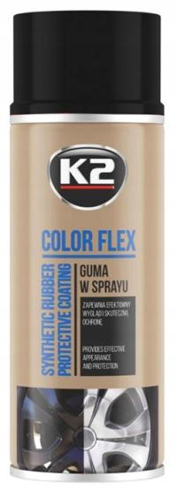 Guma w sprayu K2 Color Flex czarny połysk 400 ml + Rękawiczki nitrylowe sterylne nitrylex roz.L 1para