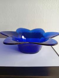 SZKLANA KOBALTOWA PATERA ŚWIECZNIK