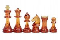 Шахматные фигуры Стонтона № 6, прозрачно-янтарные (король 96 мм)