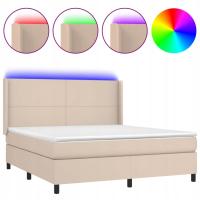 Łóżko kontynentalne z materacem i diodami LED cappuccino 203x163x118/128