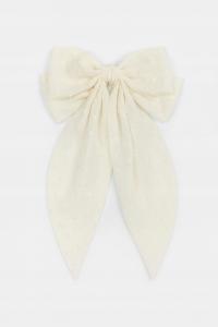 Spinka do Włosów z Dużą Kokardą Kremowa Damska Kokardka Długa i Efektowna