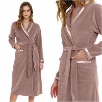 Doctor Nap szlafrok damski do połowy łydki bez kaptura ecru