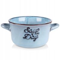 Miska ceramiczna na zupę płatki owsiankę bulionówka do zupy niebieska 600 m