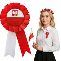 Kotylion Narodowy Przypinka POLSKA Flaga Biało Godło 11 Listopada Marsz