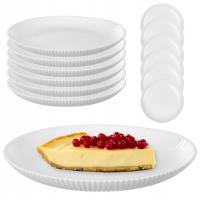 6x TALERZ DESEROWY 19 cm TALERZYKI DO CIASTA TALERZE SZKLANE RYFLOWANE MAŁY