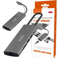 HUB USB-C Przejściówka ADAPTER 9w1 HDMI Ethernet Macbook Pro Air M1 M2 M3