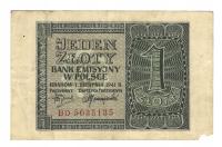 POLSKI JEDEN ZŁOTY 1941 BANKNOT