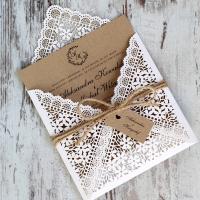 Деревенские свадебные приглашения, бохо ажурные, лазерная резка-образец