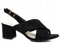 CZARNE ZAMSZOWE SANDAŁY NA NISKIM SŁUPKU 0-A