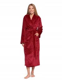 ЖЕНСКИЙ ХАЛАТ ТЕПЛЫЙ ДЛИННЫЙ MORAJ С КАРМАНАМИ УДОБНЫЙ КРАСНЫЙ