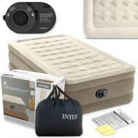 Materac Dmuchany Jednoosobowy Łóżko INTEX z Pompką 230V Welurowy MODEL 2026