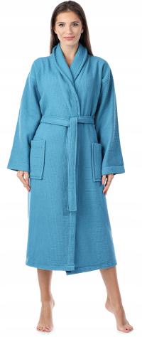 Szlafrok damski Frotte bawełna szlafrok damski ciepły LA-227 Niebieski