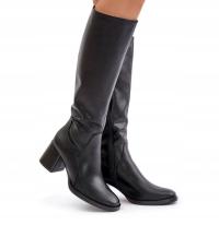 SKÓRZANE KOZAKI NA SŁUPKU SERGIO LEONE KZ25231 PRZED KOLANO OBCAS CZARNE