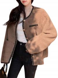 DAZY KOŻUCH DAMSKI BRĄZOWY NA GUZIKI CASUAL L ŁxE