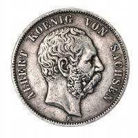 Niemcy - Saksonia - 5 marek 1875 - Albert - (N31)