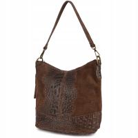 Torebka skórzana zamszowa CROCO skóra naturalna listonoszka na ramię