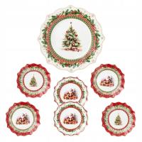 VILLA ITALIA Zestaw do ciasta na 6 osób porcelanowy CHRISTMAS TREE SBN