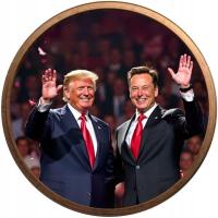 MIEDZIANY MEDAL Donald Trump i Elon Musk II 1 uncja miedzi MIEDŹ PRÓBA 999