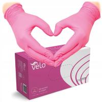 Rękawiczki rękawice nitrylowe bezpudrowe Velo Nitrile różowe 100 szt