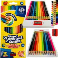 Школьные карандаши ASTRA с ластиком 12 цветов