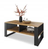 Журнальный столик lamele ST14 DR Lava Wood ретро черный лофт стол с полкой