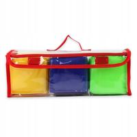 3 kostki 10cm, miękkie, kieszonki, do gier i zabaw.