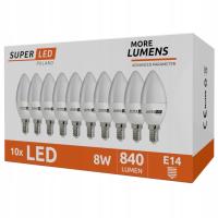 Żarówka LED E14 C37 8W = 80W SMD CCD świeczka SuperLED