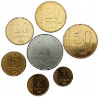 TADŻYKISTAN ZESTAW 7 MONET 1 DIRAM - 1 SOMONI 2011 MENNICZE