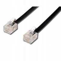 Kabel telefoniczny 4-żyłowy, RJ11 M - RJ11 M, 6 m, czarny, do ADSL modem ec