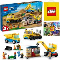 LEGO BUDOWA Samochód Ciężarowy i Dźwig Plac Budowy 60391 + Torba + Katalog