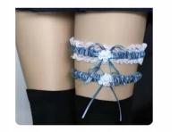 PODWIĄZKA DAMSKA BIAŁA NIEBIESKA ŚLUBNA 2 SZTUKI 346