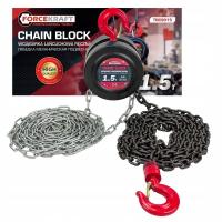 WYCIĄGARKA WCIAGARKA ŁAŃCUCHOWA RĘCZNA 1.5t 3m solidna 12 kg FORCEKRAFT
