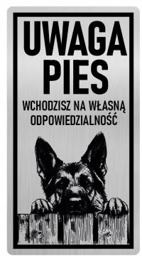 Tabliczka uwaga pies Owczarek Niemiecki 15x8