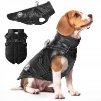 KURTKA UBRANKO DLA PSA KAMIZELKA CIEPŁA ZIMOWA CZARNA Z SZELKAMI