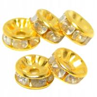 Przekładka z cyrkoniami 8mm CRYSTAL GOLD 30sztuk