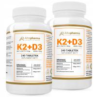Witamina K2 MK-7 z NATTO + D3 4000IU LEPSZA ODPORNOŚĆ ZDROWE KOŚCI 480 tab