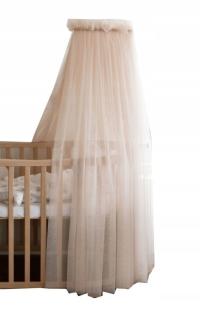 Waldin Tiulowy baldachim do łóżeczka Beige + stelaż na baldachim