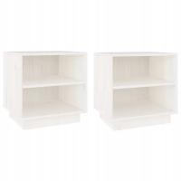 Szafka nocna z litego drewna sosnowego, biała, 40x34x40 cm