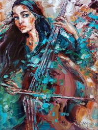- muzyczna konstelacja - obraz olejny - Krystyna Róż-Pasek