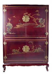 Szafa bordo ręcznie malowana Chiny pięknie dekorowana 146x100x50cm
