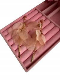 Klipsy wiszące do uszu klasyczne w kolorze złotym - kwiaty róż c2