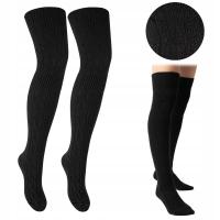 ВЫШЕ КОЛЕНА ШЕРСТЯНЫЕ ЖЕНСКИЕ ТОЛСТЫЕ ТЕПЛЫЕ УЗОР КОС. 38-40 черный