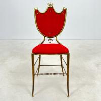 Mosiężne krzesło z czerwonym welurem 44x39x96,5 cm, 50 cm