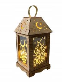 Led Eid Mubarak ozdoba dekoracyjna światło drewniane Eid Kareem Ramadan wys