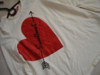 BIAŁA luźna tunika z brokatowym sercem PINK r.146/152