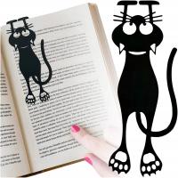 Черный кот книга закладка уникальный котенок забавный милый для подарка