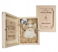 АНГЕЛ МАКРАМЕ В ДЕРЕВЯННОЙ КОРОБКЕ ДЛЯ ПРИЧАСТИЯ КРЕЩЕНИЕ СУВЕНИР ПОСВЯЩЕННЫЙ