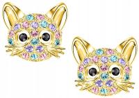 Серьги кошки для девочки позолоченные хирургическая сталь благородный 316L